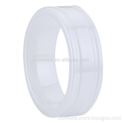 top quality simple design Flat white ceramic rings pure color no impurity